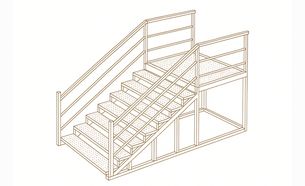 Изображение для товара Лестница металлическая (11 ступеней, просечно-вытяжной лист, с площадкой) вариант 1