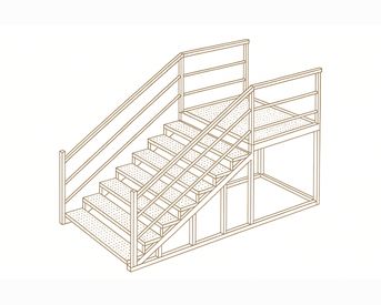 Изображение для товара Лестница металлическая с перилами (9 ступеней, решетчатая поверхность, с площадкой) вариант 1